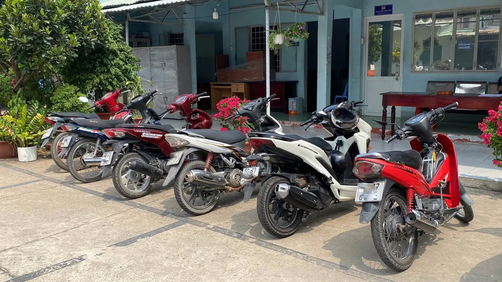 Công an tạm giữ nhiều xe máy liên quan để điều tra. Ảnh: CA Công an tạm giữ nhiều xe máy liên quan để điều tra. Ảnh: CA