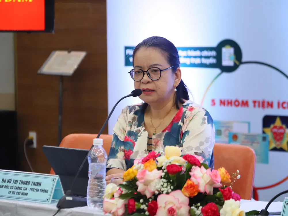 Bà Võ Thị Trung Trinh, Phó Giám đốc Sở TT&TT phát biểu tại tọa đàm. Ảnh: NT dai-dien-so-tttt-de-an-06.jpg