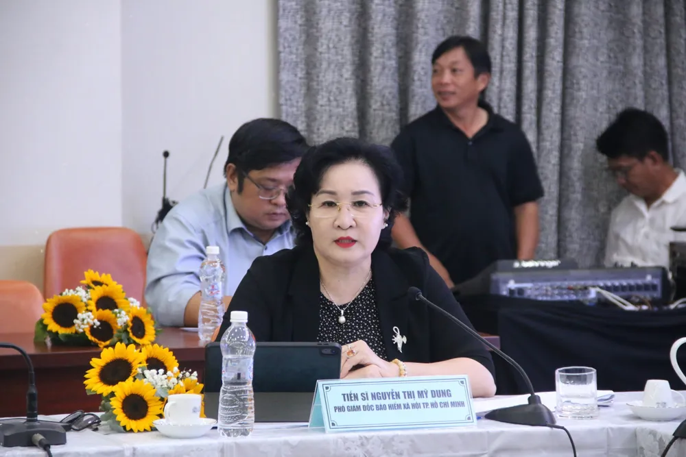 Bà Nguyễn Thị Mỹ Dung, Phó Giám đốc BHXH TP.HCM phát biểu tại tọa đàm. Ảnh: NT trien-khai-de-an-06.jpg