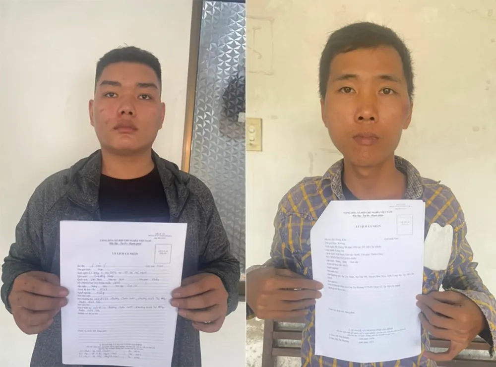 Ý và Kha được xác định là hai người tiêu thụ tài sản trộm cắp do Dũng và Đại lấy được. Ảnh: CA sieu-trom-loi-dung-troi-mua-lay-3-xe-may-vai-gio-o-quan-12-va-go-vap-2.jpg