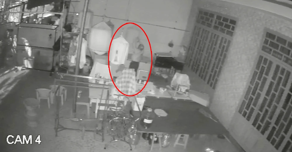 Nam thanh niên leo rào vào sân nhà ông H để trộm bảy lồng chim. Ảnh cắt từ clip 3 thanh niên trộm 7 lồng chim giá tiền triệu Hóc Môn