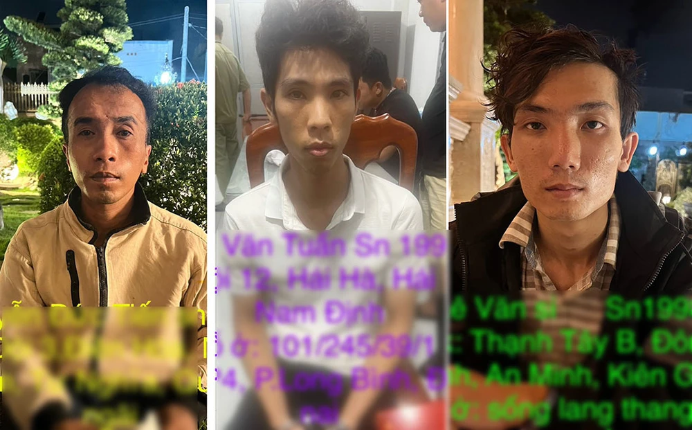 Tiến, Tuấn và Sĩ (từ trái qua) tại cơ quan điều tra. Ảnh: CA 3 thanh niên trong hội 'vỡ nợ làm liều', đột nhập cướp 1 tỉ thì bị bắt quả tang