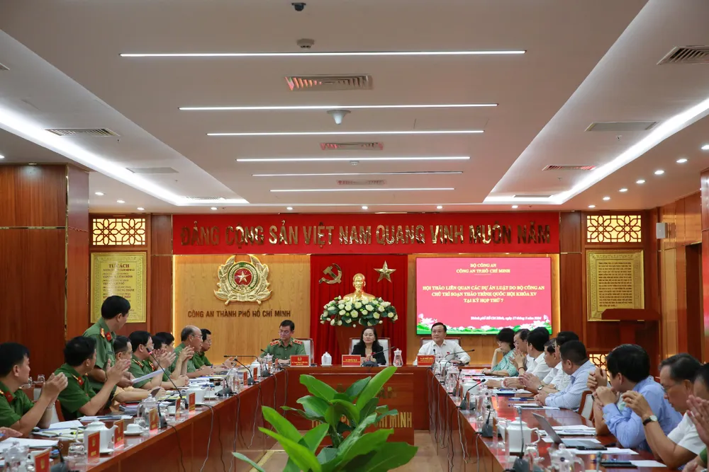 Công an TP.HCM tổ chức Hội thảo liên quan đến các dự án luật do Bộ Công an chủ trì soạn thảo, trình Quốc hội khóa XV tại Kỳ họp thứ 7. Ảnh: NT Giám đốc Công an TP.HCM: Xử lý nồng độ cồn để kéo giảm các loại tội phạm khác