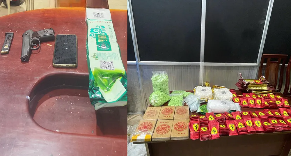 Công an huyện Củ Chi, PC04, Công an TP.HCM phối hợp với các đơn vị liên quan đã triệt phá đường dây vận chuyển, mua bán trái phép chất ma túy từ Campuchia về TP.HCM, tháng 7-2024. Ảnh: CA 4 chuyên án ma túy do Công an TP.HCM triệt phá mà Bộ Công an có thư khen