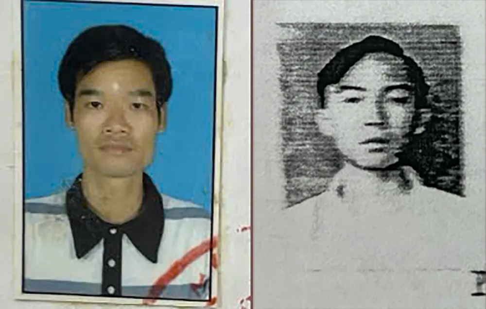 Cơ quan CSĐT Công an TP.HCM phát thông báo truy tìm Hải (bên trái) và Thắng. Ảnh: CA Công an tìm 2 người liên quan đến vụ án hình sự tại công ty hóa mỹ phẩm