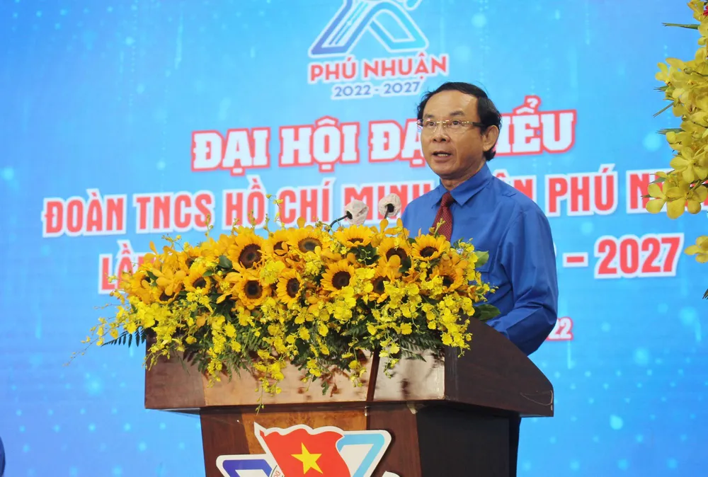 Bí thư Thành ủy Nguyễn Văn Nên phát biểu tại Đại hội. Ảnh: NGUYỄN YÊN