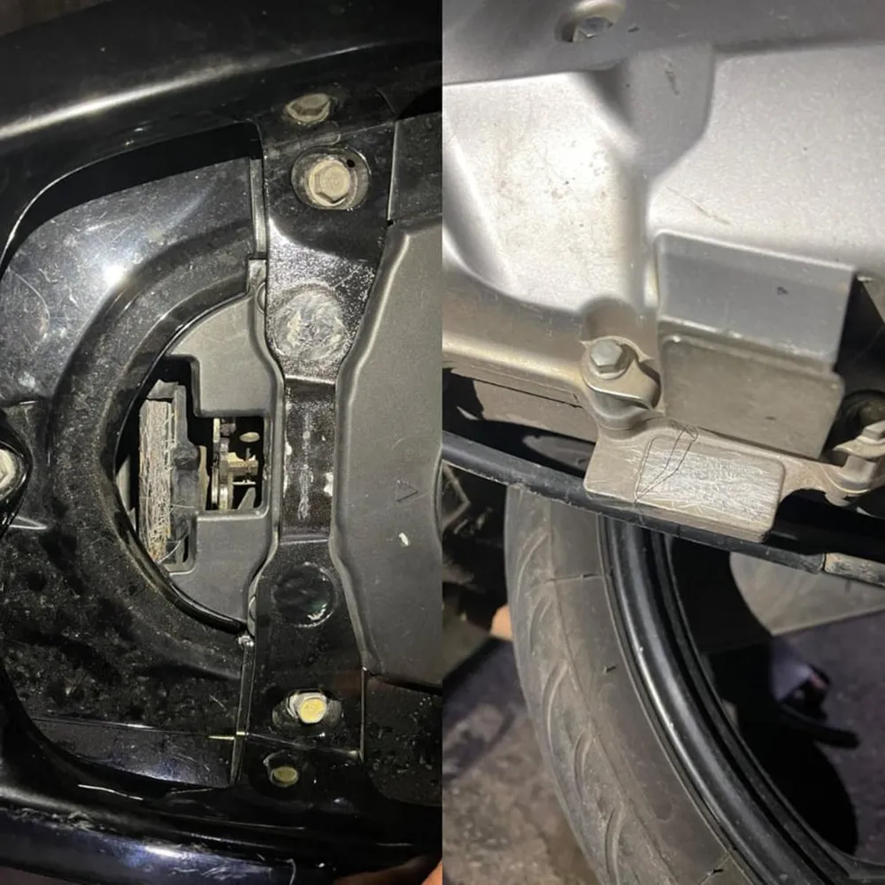 Số khung, số máy xe có dấu hiệu bị cà. Số khung, số máy xe có dấu hiệu bị cà.