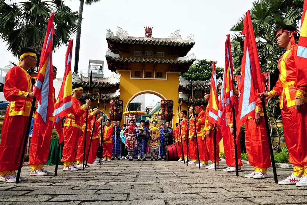 Một nghi thức tại buổi lễ. Ảnh: BẢO PHƯƠNG