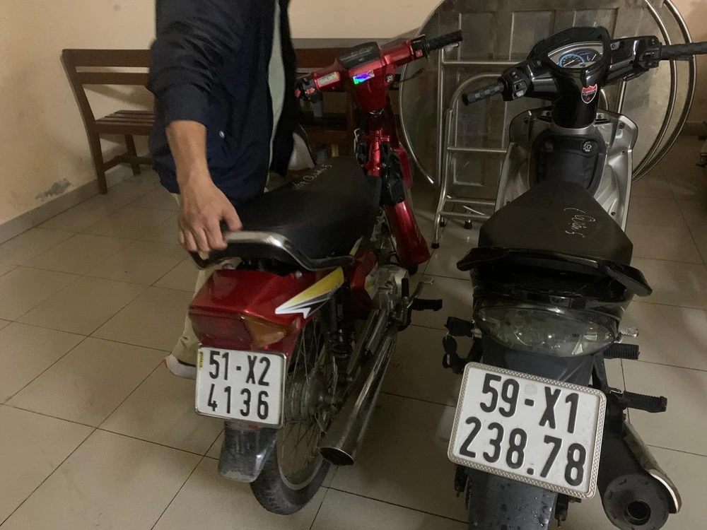 Hai xe máy là tang vật của vụ án. Ảnh: HT Hai xe máy là tang vật của vụ án. Ảnh: HT