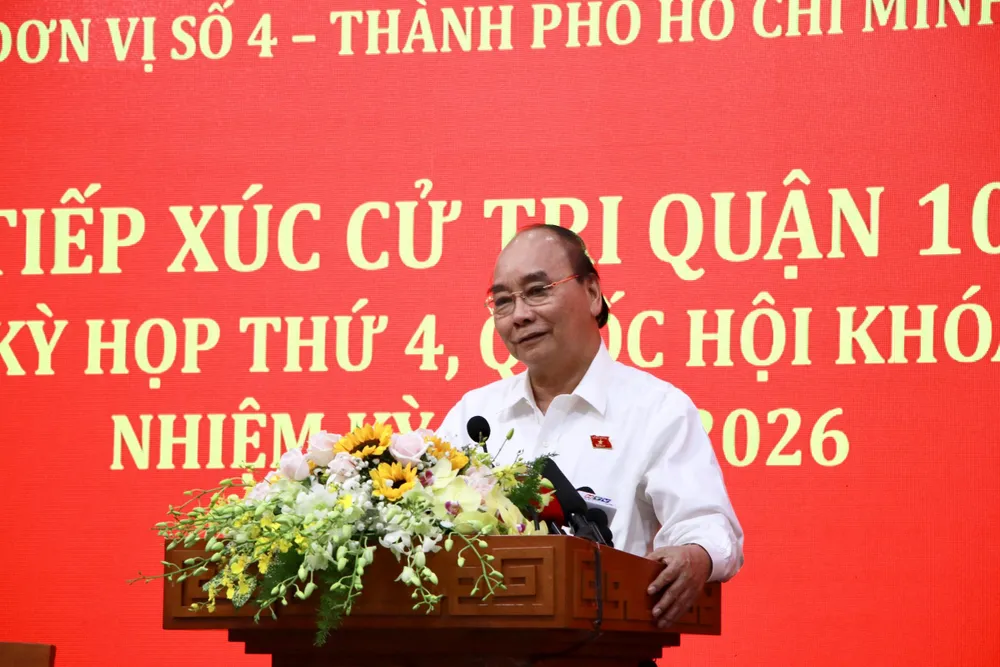 Chủ tịch nước Nguyễn Xuân Phúc phát biểu tại hội nghị. Ảnh: NGUYỄN YÊN