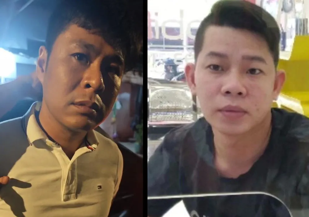 Trần Quang Minh (bên trái) và Phạm Hữu Duy. Ảnh: CA Bắt giữ hai kẻ cướp giật dây chuyền của một phụ nữ vừa xuống taxi