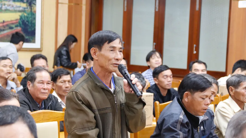 Ngư dân Nguyễn Tưởng nêu ý kiến tại Hội nghị. Ảnh: NGUYỄN YÊN Ngư dân Quảng Ngãi yêu cầu tăng cường bảo vệ ngư dân hành nghề trên biển