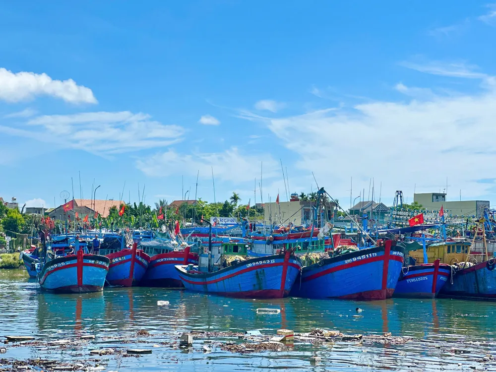 Tàu cá neo đậu tại cảng cá Tịnh Hòa, TP Quảng Ngãi. Quảng Ngãi chỉ đạo ứng phó với lệnh cấm đánh bắt cá trái phép của Trung Quốc