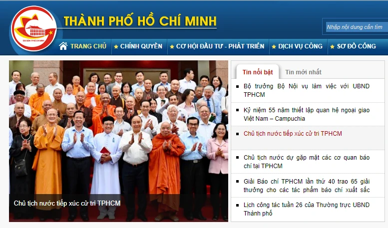 Cổng thông tin điện tử UBND TP.HCM. Ảnh: QLINH