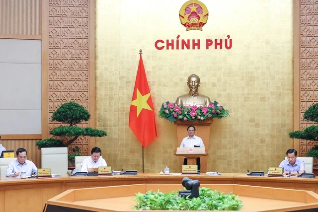 Thủ tướng Chính phủ Phạm Minh Chính tại phiên họp. Ảnh: VGP