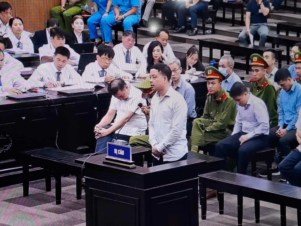 Bị cáo Phạm Trung Kiên tại phiên tòa hôm nay.