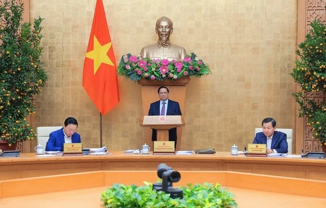 Thủ tướng Chính phủ Phạm Minh Chính chủ trì phiên họp Chính phủ chuyên đề xây dựng pháp luật tháng 2-2024. Ảnh: VPG Thủ tướng