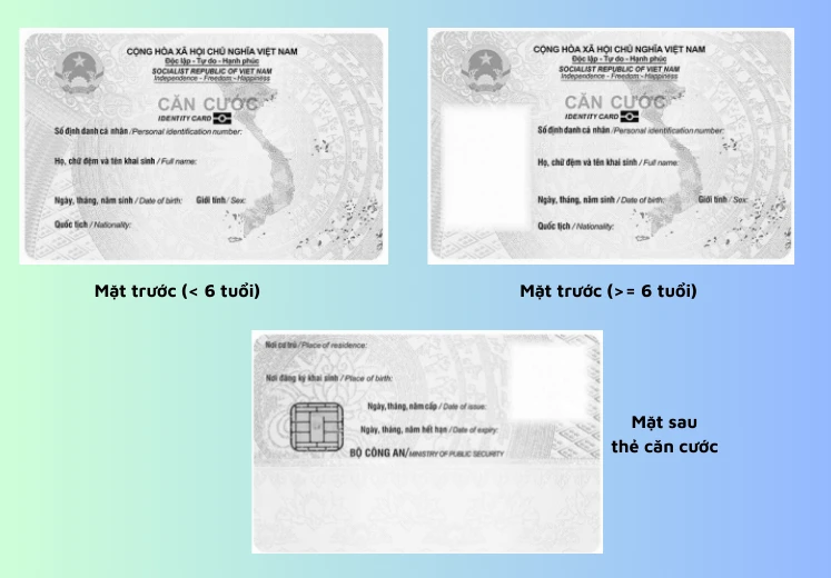 Mẫu thẻ căn cước từ 1-7. lệ phí cấp căn cước
