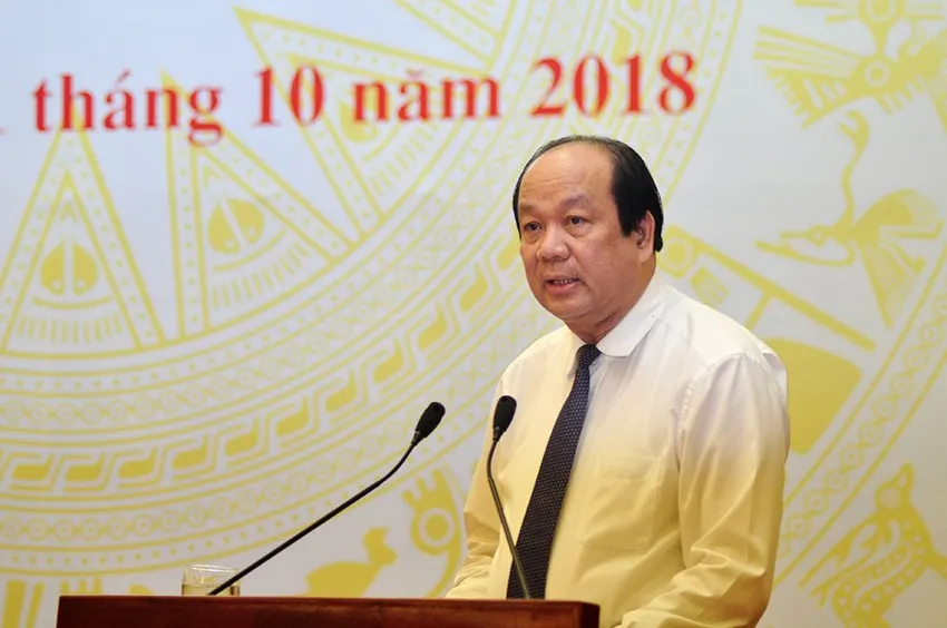 Ông Mai Tiến Dũng trong một cuộc họp báo Chính phủ.