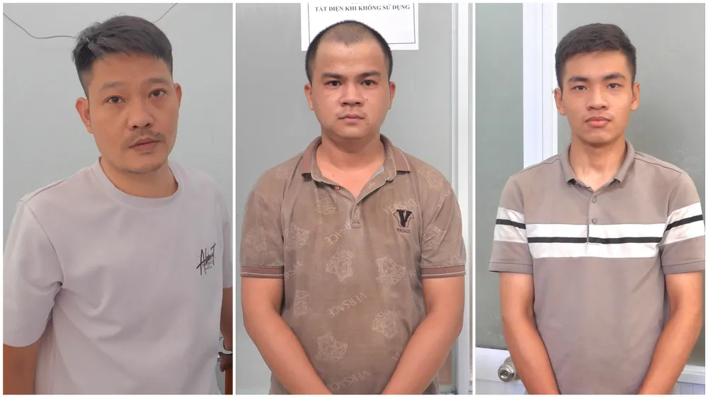 Vũ Đức Chung, Ngô Quang Âu và Nguyễn Đắc Cường. Ảnh: CA. cho vay lãi nặng