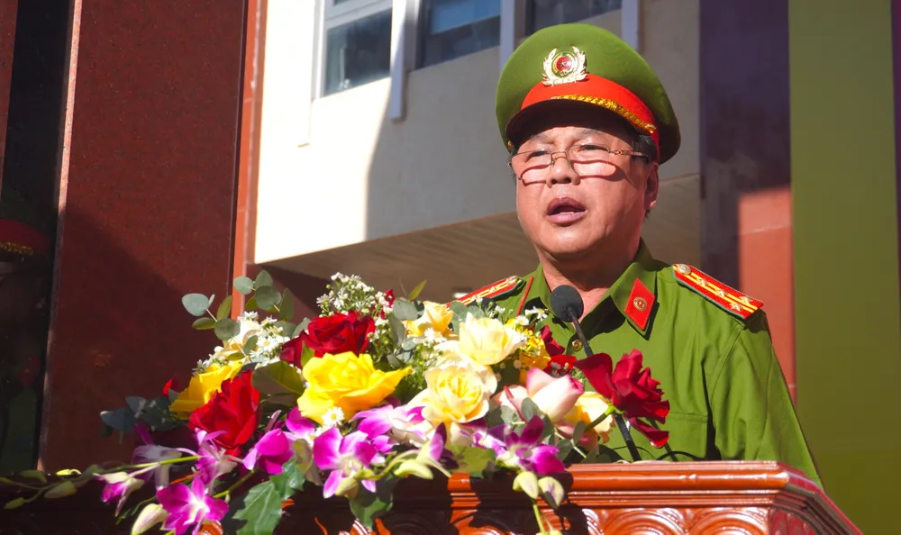 Đại tá Trần Phòng, Phó Giám đốc Công an TP Đà Nẵng phát biểu chỉ đạo. Ảnh: MINH TRƯỜNG. dai-ta-tran-phong.JPG