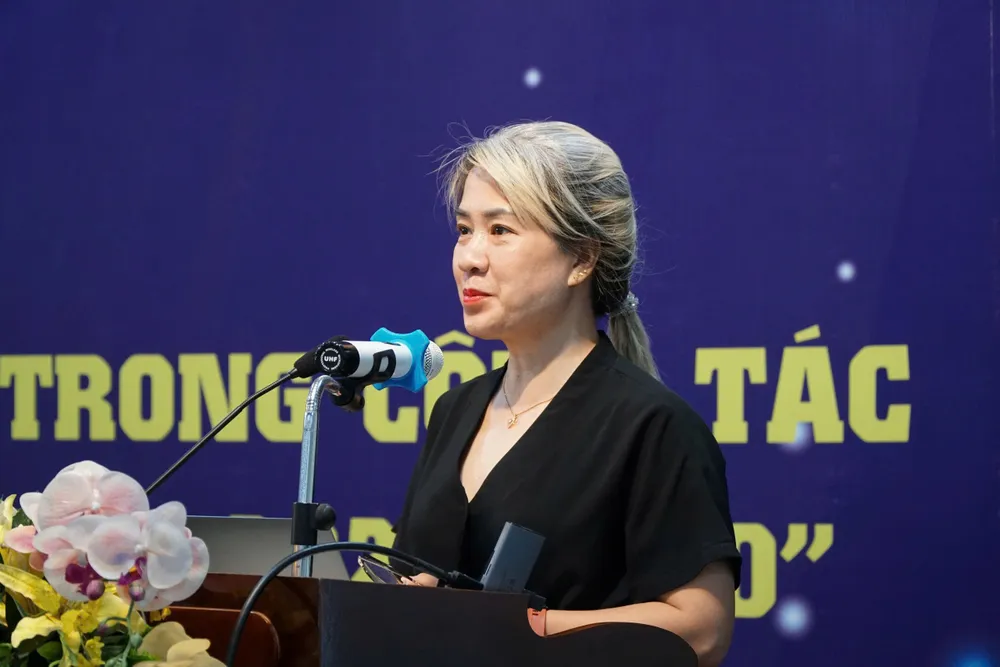 Bà Đào Thị Phước Hạnh trình bày tại hội thảo. Ảnh: MT. so-tu-phap-da-nang.jpg