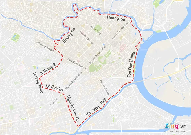 Khu vực giới hạn thu phí ở đề án cũ được đơn vị đầu tư thay đổi, mở rộng ra khu vực sân bay Tân Sơn Nhất. Đồ họa: ZING Tu nam 2020, oto vao trung tam Sai Gon phai dong phi hinh anh 1
