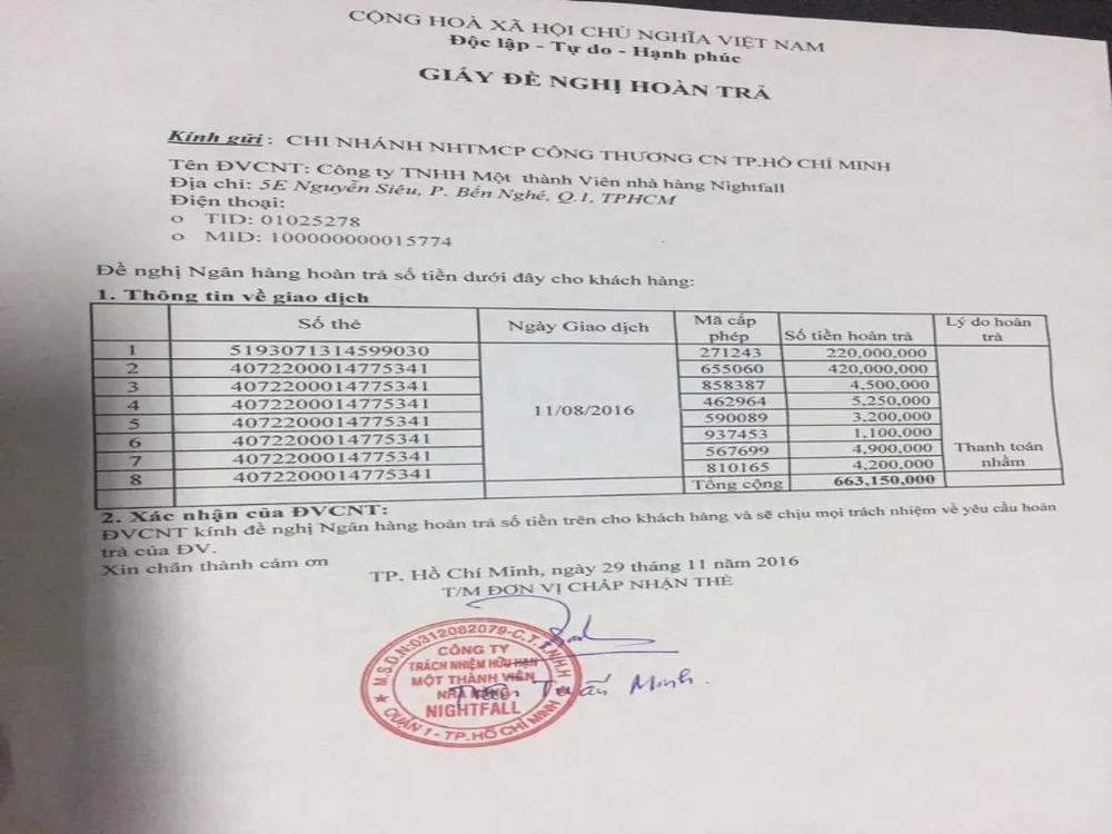 giấy tờ trả tiền