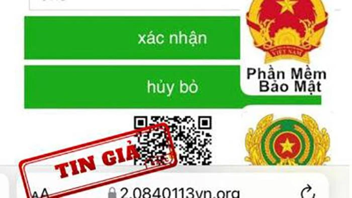 Giao diện website giả mạo Cổng Thông tin điện tử của Bộ Công an.