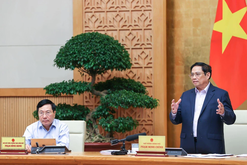 Thủ tướng Phạm Minh Chính phát biểu kết luận phiên họp. Ảnh: VGP