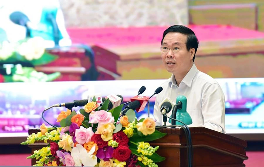 Thường trực Ban Bí thư Võ Văn Thưởng phát biểu chỉ đạo Hội nghị. Ảnh: VGP