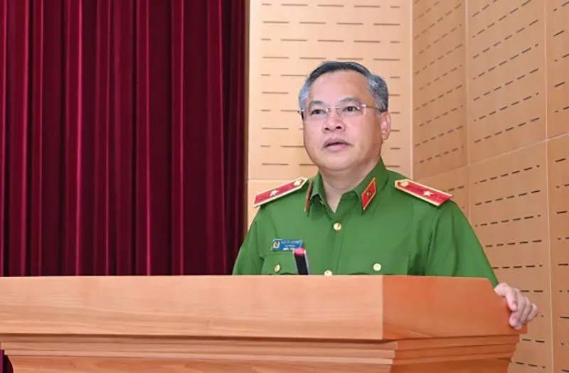 Thiếu tướng Nguyễn Văn Long, Thứ trưởng Bộ Công an phát biểu tại hội nghị. Ảnh: BCA