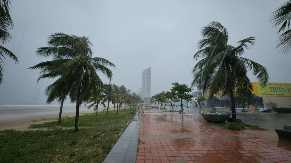 Khu vực bờ biển Đà Nẵng có gió thổi rất mạnh. Ảnh: TẤN VIỆT