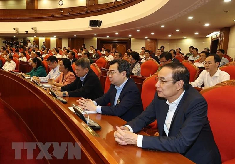 Các lãnh đạo Đảng, Nhà nước và các đại biểu tham dự hội nghị. Ảnh: TTXVN