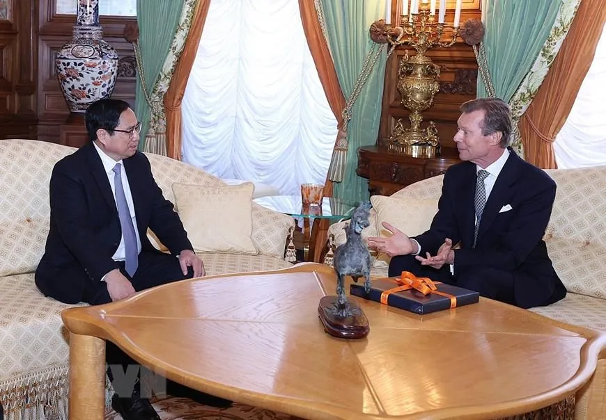 Thủ tướng Phạm Minh Chính hội kiến Đại Công tước Luxembourg Henri. Ảnh: TTXVN Thủ tướng Phạm Minh Chính hội kiến Đại Công tước Luxembourg Henri. Ảnh: TTXVN