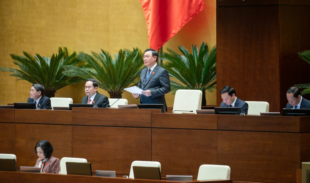 Chủ tịch Quốc hội Vương Đình Huệ phát biểu khai mạc kỳ họp. Ảnh: TTXVN Chủ tịch Quốc hội Vương Đình Huệ phát biểu khai mạc kỳ họp. Ảnh: TTXVN