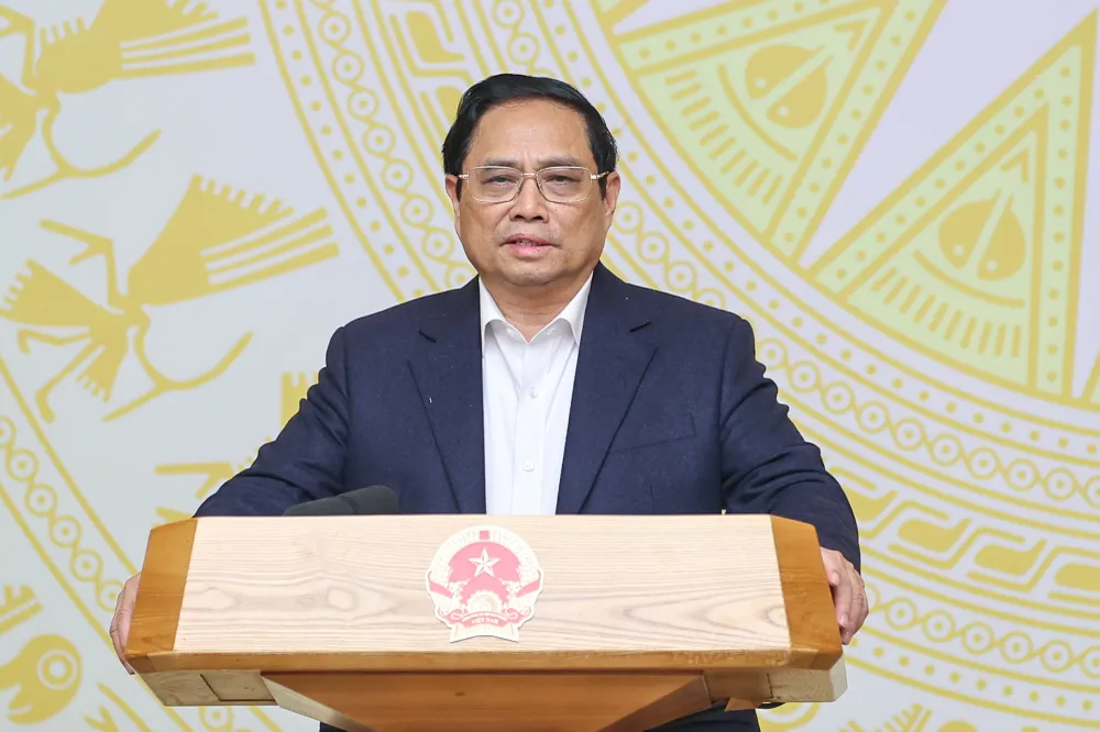 Thủ tướng Phạm Minh Chính phát biểu kết luận hội nghị. Ảnh: VGP