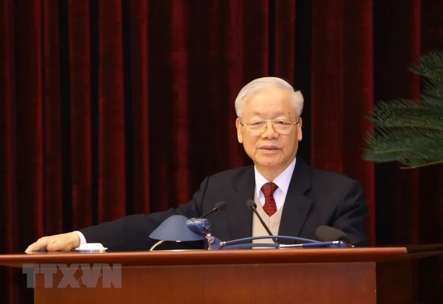 Tổng Bí thư Nguyễn Phú Trọng nhìn nhận đất nước ta vừa đi qua năm 2022 đầy ắp các sự kiện trọng đại với nhiều khó khăn, thách thức. Ảnh: VGP