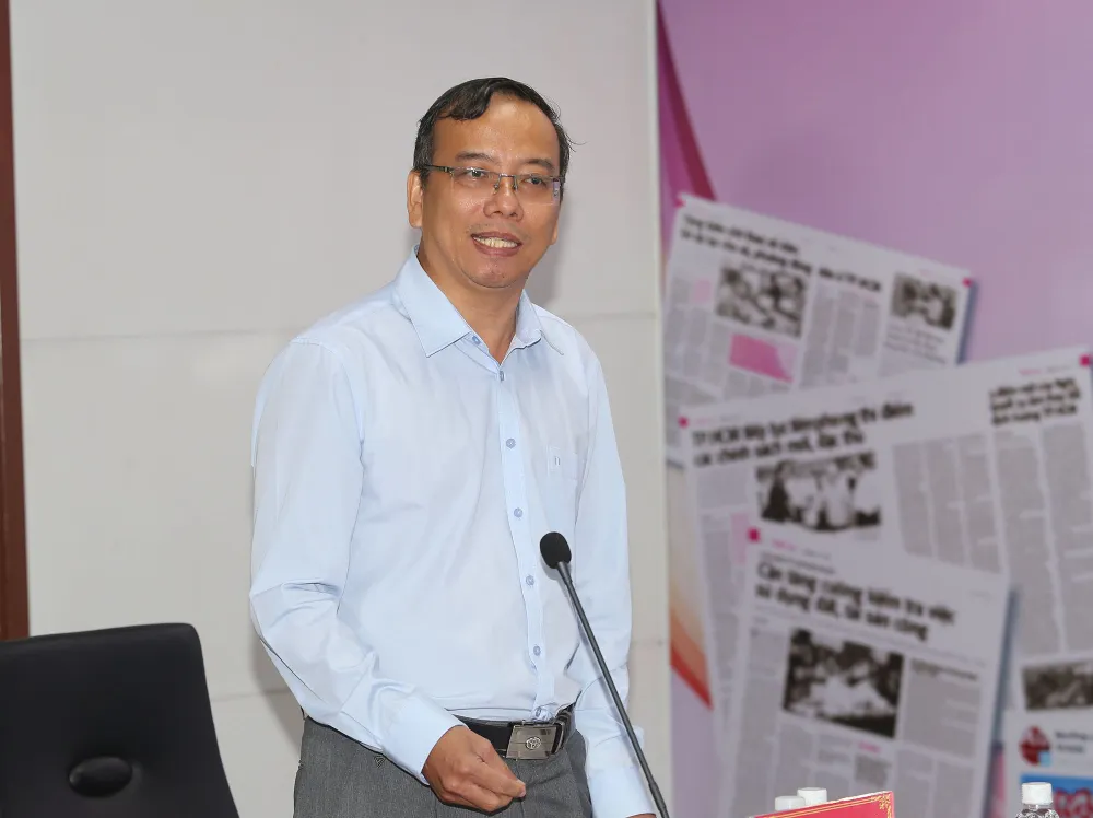 Ông Nguyễn Minh Hải, Trưởng phòng Báo chí Xuất bản, Ban Tuyên giáo Thành ủy TP.HCM, phát biểu tại buổi làm việc. Ảnh: HOÀNG GIANG Ông Nguyễn Minh Hải, Trưởng phòng Báo chí Xuất bản, Ban Tuyên giáo Thành ủy TP.HCM, phát biểu tại buổi làm việc. Ảnh: HOÀNG GIANG