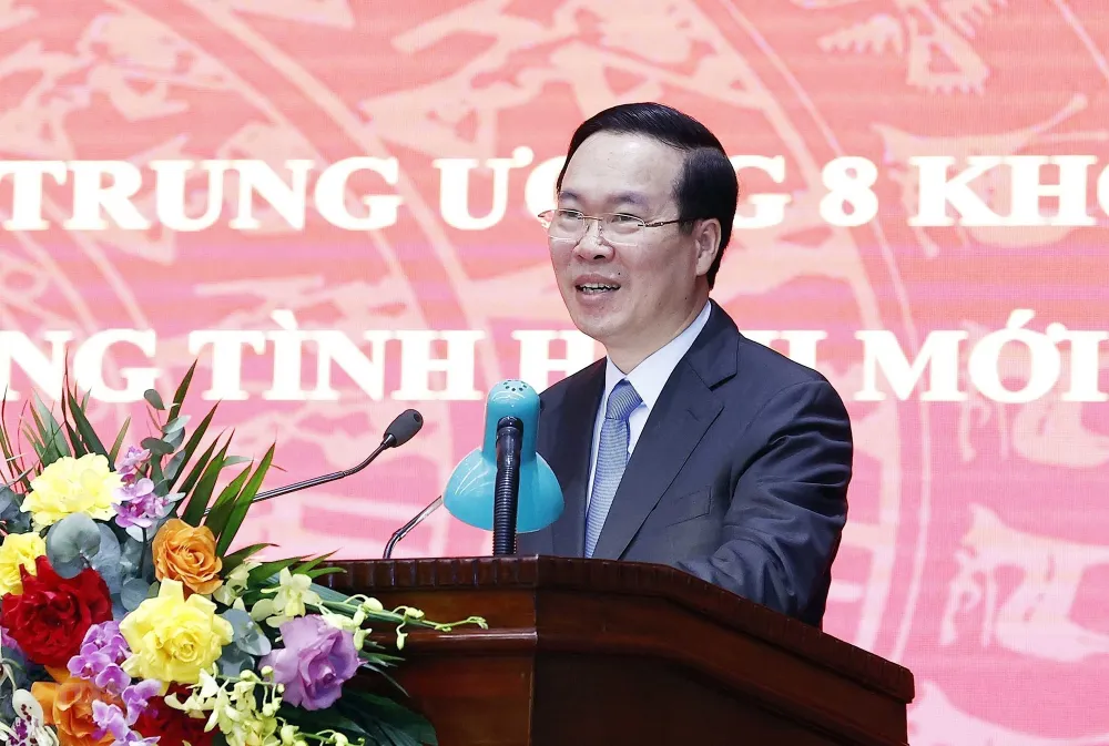 Chủ tịch nước Võ Văn Thưởng phát biểu chỉ đạo tại hội nghị. Ảnh: TTXVN