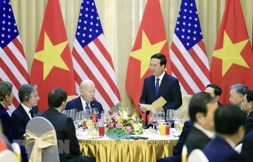 Chủ tịch nước Võ Văn Thưởng phát biểu tại tiệc chiêu đãi. Ảnh: TTXVN Chủ tịch nước Võ Văn Thưởng phát biểu tại tiệc chiêu đãi. Ảnh: TTXVN