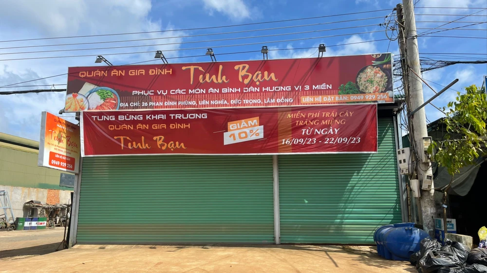 Quán ăn Tình Bạn, nơi xảy ra vụ việc. Ảnh: VÕ TÙNG xong vào phòng ngủ giết người vì ghen