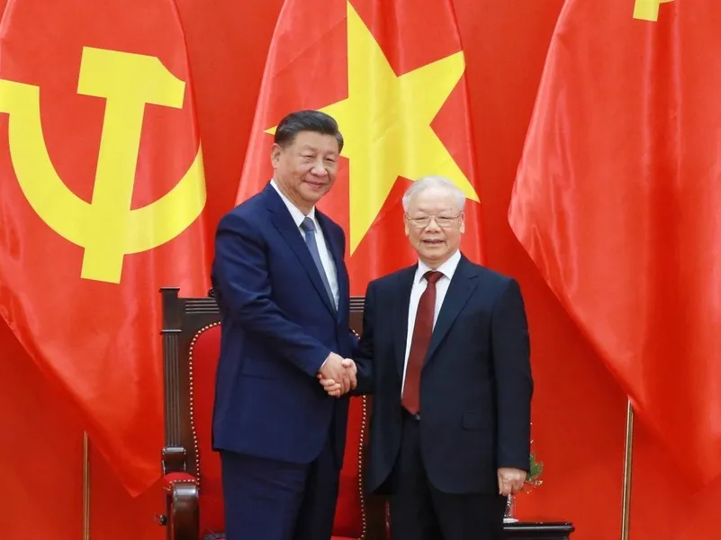 Tổng Bí thư Nguyễn Phú Trọng và Tổng Bí thư và Chủ tịch nước Trung Quốc Tập Cận Bình. Ảnh: TTXVN Điện, thư chia buồn Tổng Bí thư Nguyễn Phú Trọng từ trần của lãnh đạo các nước