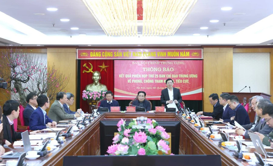 Toàn cảnh phiên thứ 25 của Ban Chỉ đạo Trung ương về phòng, chống tham nhũng, tiêu cực. Ảnh: TTXVN Lần đầu tiên, 6 cán bộ bị kỷ luật do vi phạm trong kê khai tài sản, thu nhập