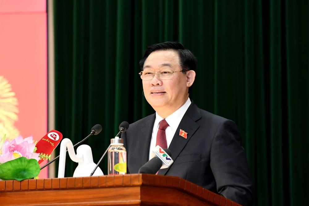 Chủ tịch QH Vương Đình Huệ phát biểu tại buổi gặp gỡ đầu Xuân với Kiểm toán Nhà nước. Ảnh: Quochoi chu-tich-quoc-hoi-vuong-dinh-hue-2.jpeg