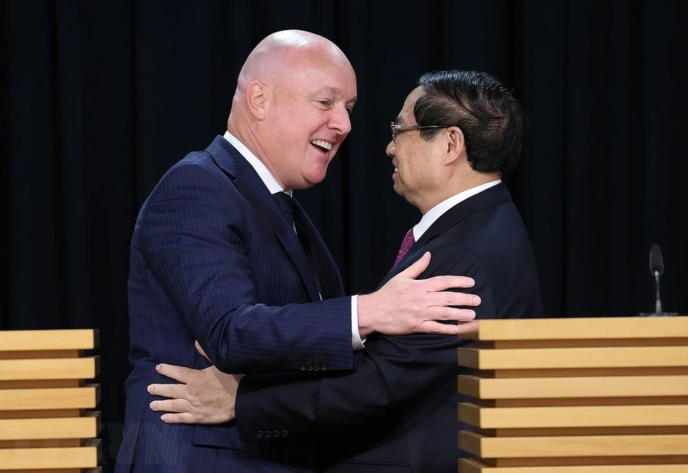 Thủ tướng Phạm Minh Chính và Thủ tướng New Zealand Christopher Luxon tại buổi gặp báo chí. Ảnh: TTXVN tuyen-bo-bao-chi-chung-cua-thu-tuong-viet-nam-va-thu-tuong-new-zealand.jpg