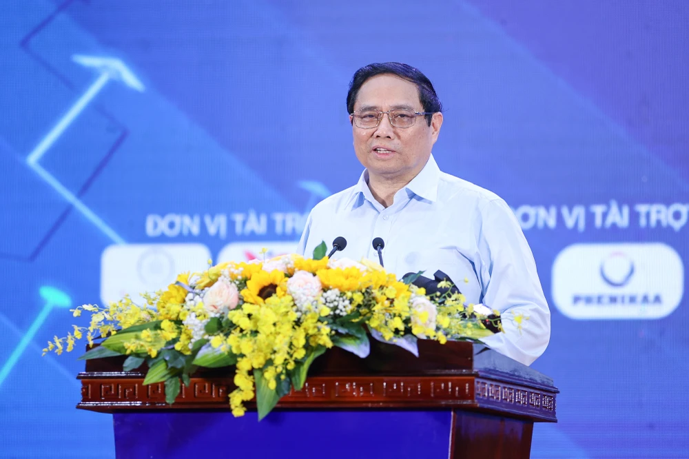 Thủ tướng Phạm Minh Chính phát biểu tại lễ khai mạc. Ảnh: VGP thu-tuong-pham-minh-chinh-muon-doi-moi-sang-tao-khoi-nghiep-phai-chap-nhan-rui-ro.jpeg