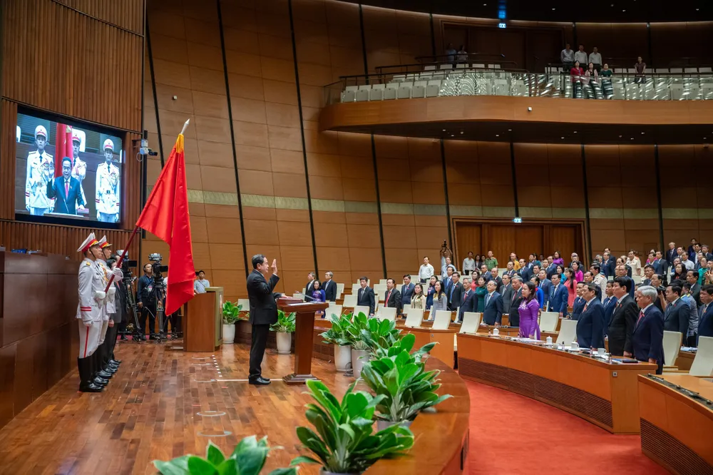 Tân Chủ tịch Quốc hội Trần Thanh Mẫn tuyên thệ. Ảnh: QUANG VINH 1-phat-bieu-cua-ong-tran-thanh-man-sau-khi-nham-chuc-chu-tich-quoc-hoi.jpg