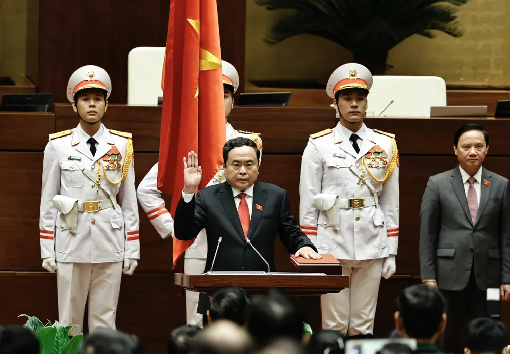 Tân Chủ tịch Quốc hội Trần Thanh Mẫn tuyên thệ. Ảnh: QUANG VINH phat-bieu-cua-ong-tran-thanh-man-sau-khi-nham-chuc-chu-tich-quoc-hoi.jpg