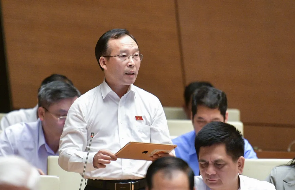 Đại biểu Trần Văn Tuấn (đoàn Bắc Giang). Ảnh: PHẠM THẮNG rat-de-xay-ra-tieu-cuc-neu-gop-tai-san-doc-lap-dau-gia-theo-lo-tran-van-tuan.jpg